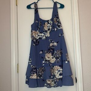 Mini Floral Blue Dress